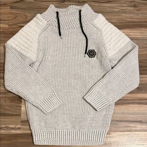 Leif Nelson Chunky Knit Pullover Sweater Shawl Collar Men’s Sz. L Gray